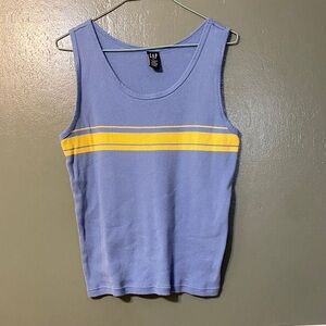 GAP Blue Tank with Yellow Stripes 100% Cotton